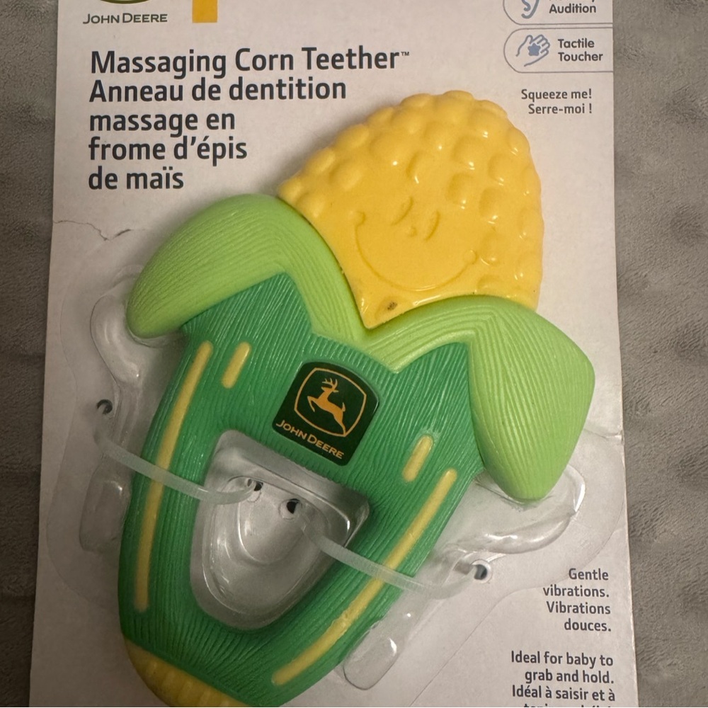 🚜🌽 John Deere Green and Yellow Corn Baby Teether 🌽🚜